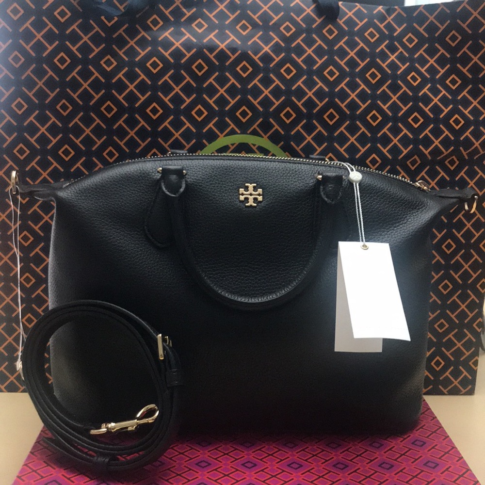 Tory Burch Black Satchel with Gold Accents